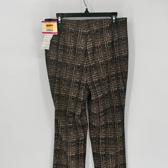 ANNE KLEIN Womens XXS Plaid Pants Black Gold Straight Leg Stretch Slim Fit New - Picture 5 of 15